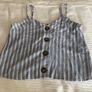 Garage striped loose tank top with brown buttons